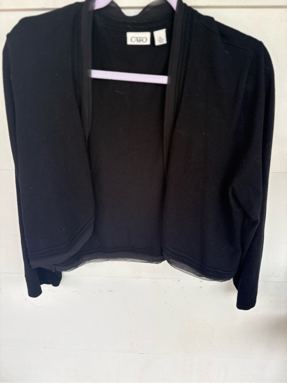 Cato Black Open-Front Cropped Women's Cardigan